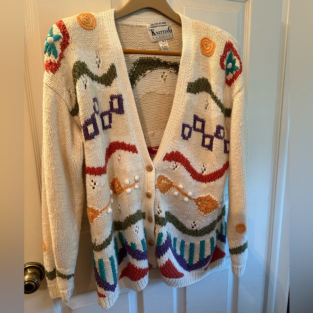 Knitting Needles hand knitted cardigan. Size M. Excellent condition!